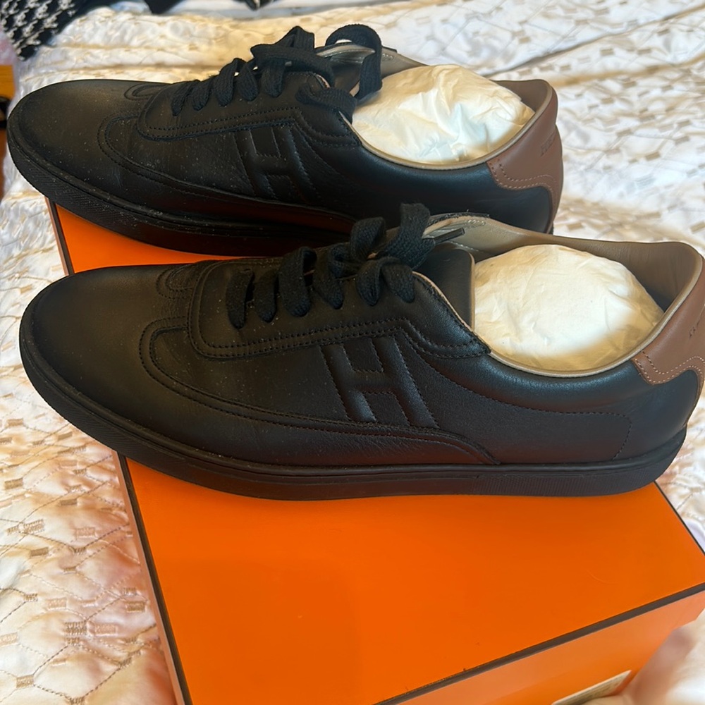 Hermes men’s quicker men’s sneaker noir/camel size 42